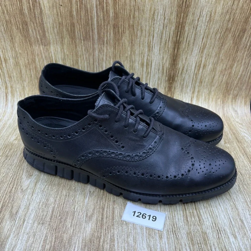 Cole Haan Zerogrand Wingtip Oxford Men's Size 12 W Black Leather Shoes C20719
